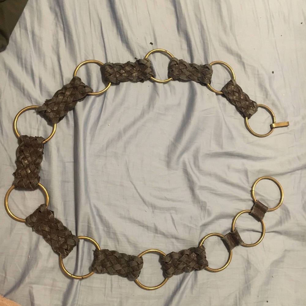 Leather Belt with Gold Rings